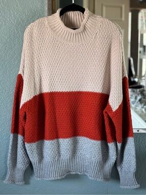 Nordstrom Chunky Oversized Colorblock Turtleneck Sweater Women’s Size L